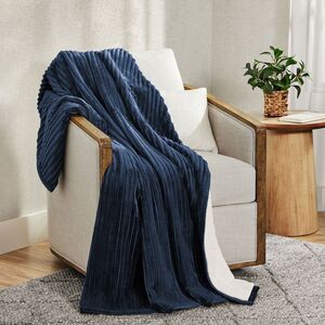 Member's Mark Ribbed Throw Blanket 60"x70" Navy Blue – Super Soft & Cozy